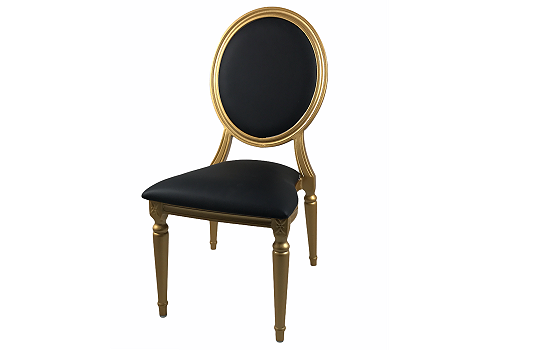 White and gold Leather King Louis Chairs
