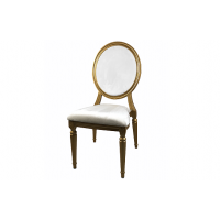 Louis Gold Chair with Ivory Leather Cushions