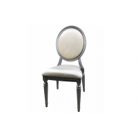 Louis Silver Chair with Ivory Velour Cushions