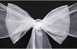 Chair Tie Organza White 12" x 65"