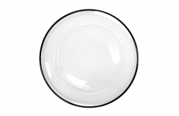 Dinner Plate Modern Glass Black Rim 10.5"