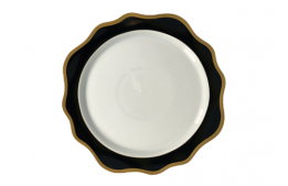 Service Plate Royal Flower Black Gold Rim 13"