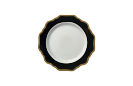 Salad Plate Royal Flower Black Gold Rim 8.5"