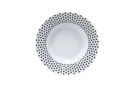 Soup Bowl Black Dots 8"