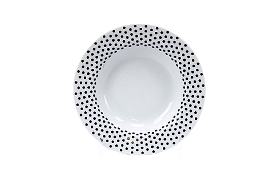 Soup Bowl Black Dots 8"