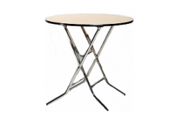 Wood Table Round Folding Chrome Legs 30"