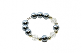 Napkin Ring Grey Crystal Pearl