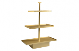 Compote 3 Tier Rectangular Gold Metal 25"