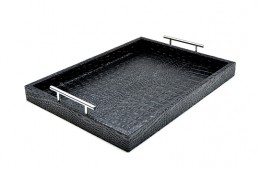 Tray Alligator Black with Handles 19" x 14"