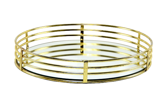 Circle Gold Mirror Tray 15"