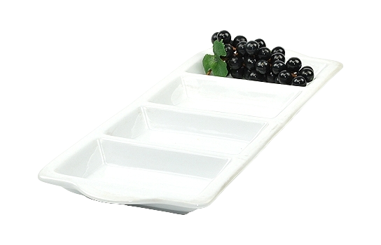 Platter 4 Sections White 19" x 7"